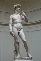Figure 1.3: David by Michaelangelo. David is an example of art that was intentionally created; it is a Custommade. This style contrasts with Readymades such as Fountain (Figure 1.2). Social research in the digital age will involve both Readymades and Custommades. Photo by Jörg Bittner Unna, 2008. Source: Wikimedia Commons.
